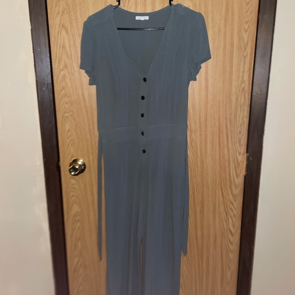 Maurices Army Green V-Neck Jumpsuit